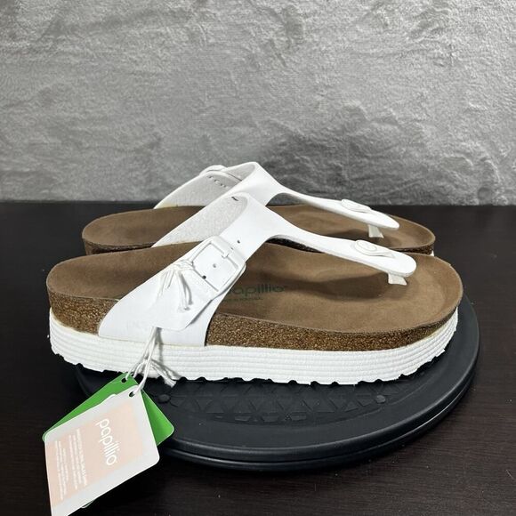 Birkenstock Papillio Womens Size 10 Gizeh Grooved Platform White Sandals NWT